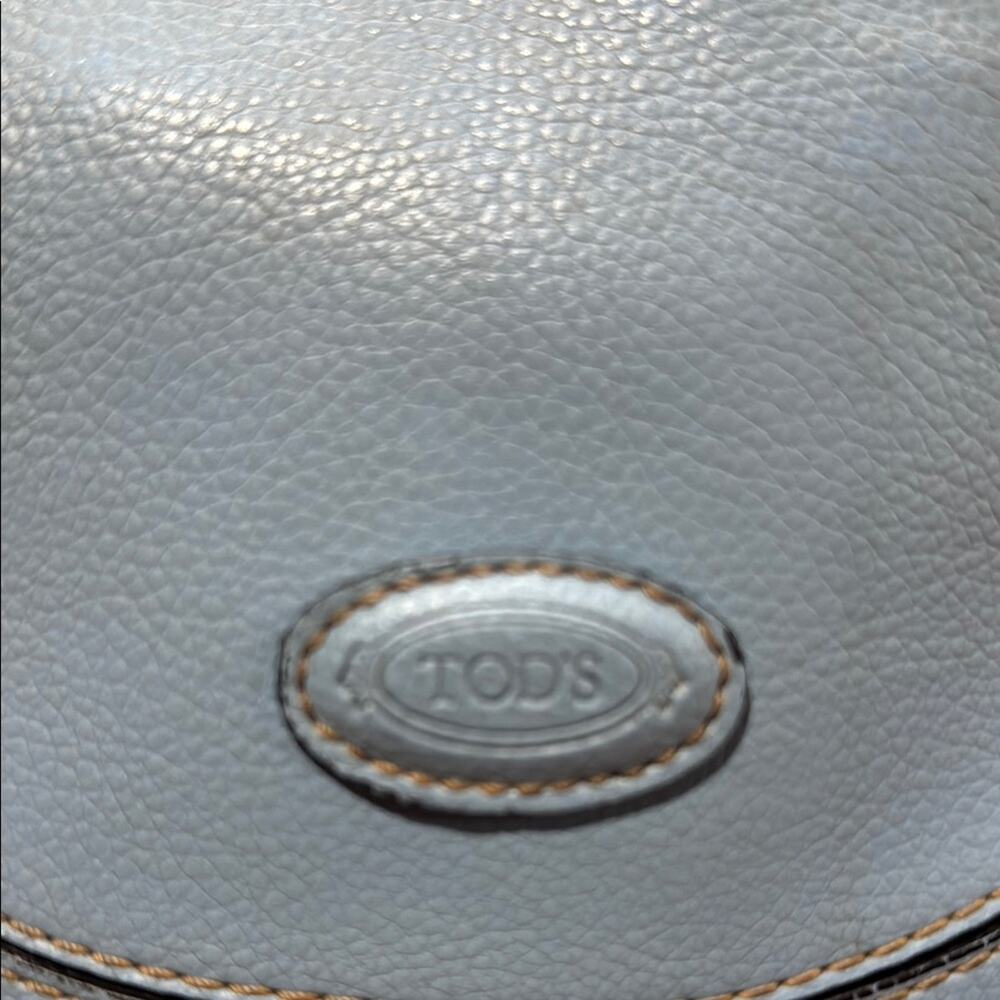 Tod's Blue Leather Shoulder Bag with Curved Flap - Picture 2 of 9